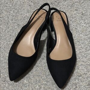 A New Day Women's Black Slingback Heeled Flats